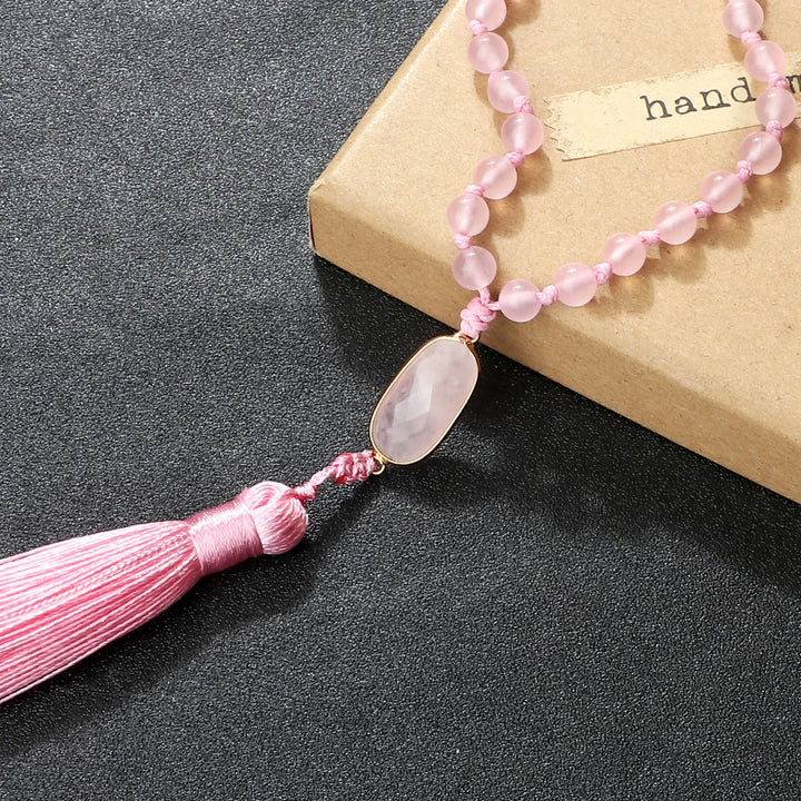 Rose Quartz Mala Prayer Bead Necklace | Green Witch Creations