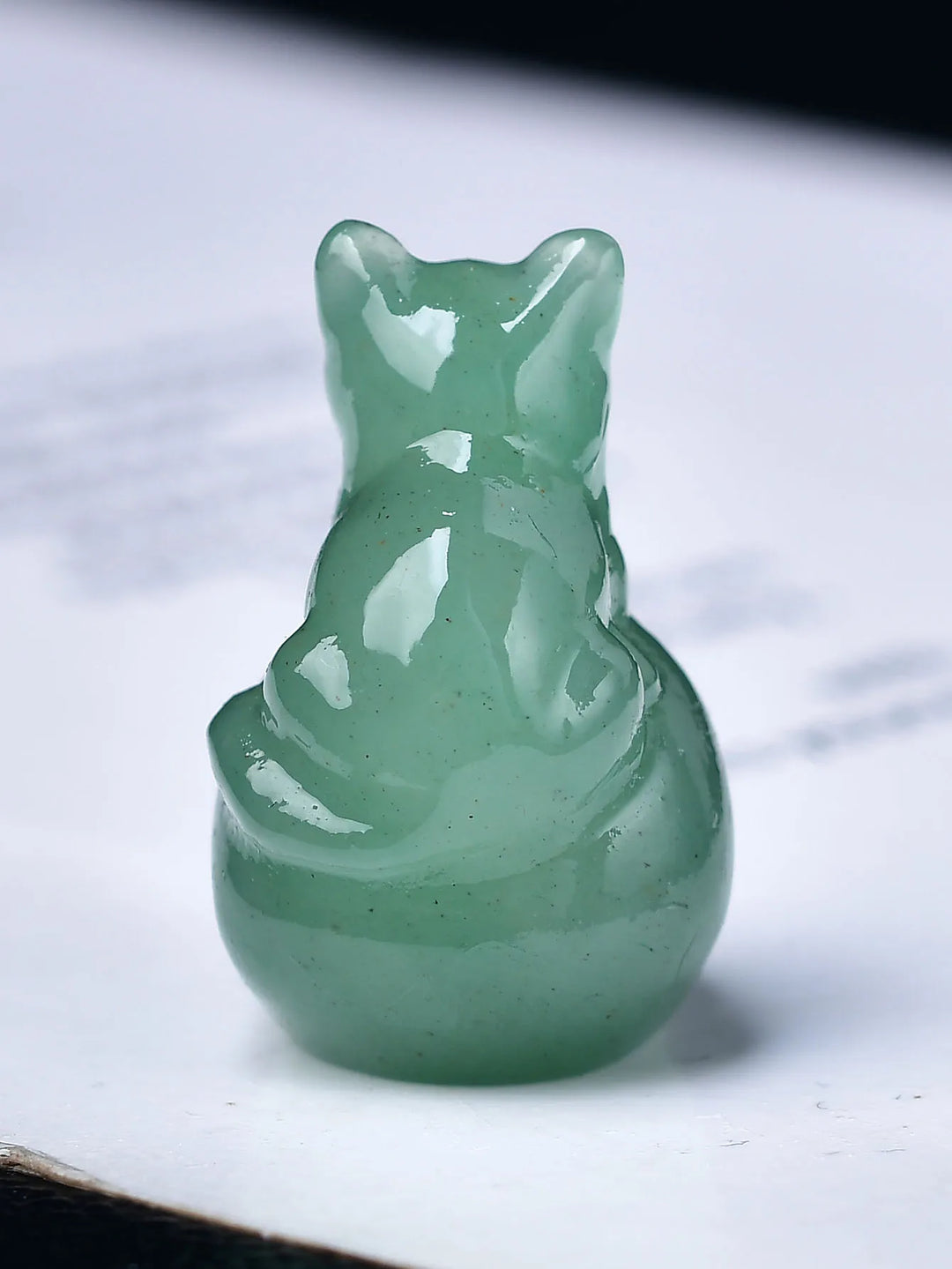 Green Aventurine Cat Skull Crystal Figurines | Green Witch Creations