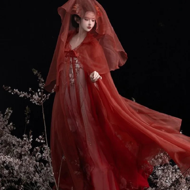 Sheer Witch Cloak - Red