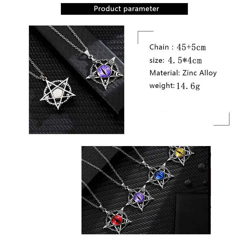 Silver Dragon Eye Pentacle Necklaces
