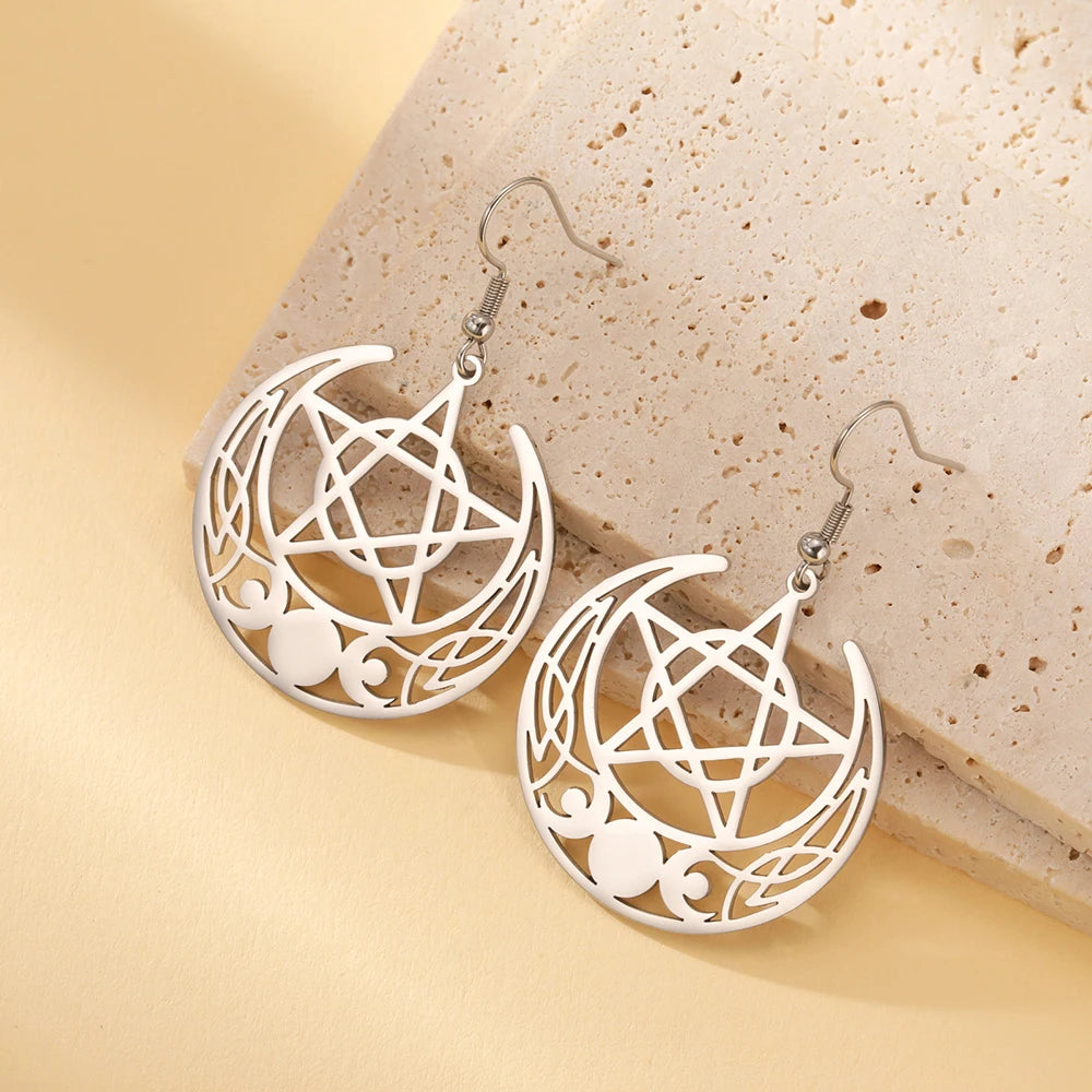 Silver Moon Earrings - Wiccan Jewelry