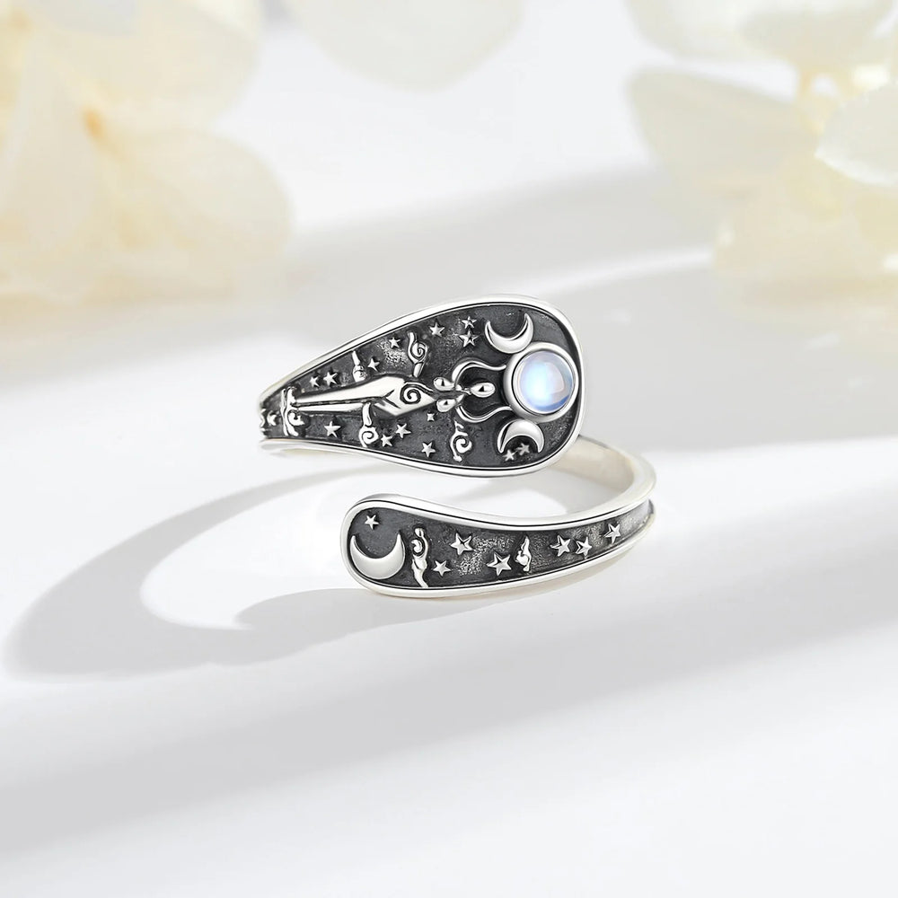 Silver Moon Goddess Ring