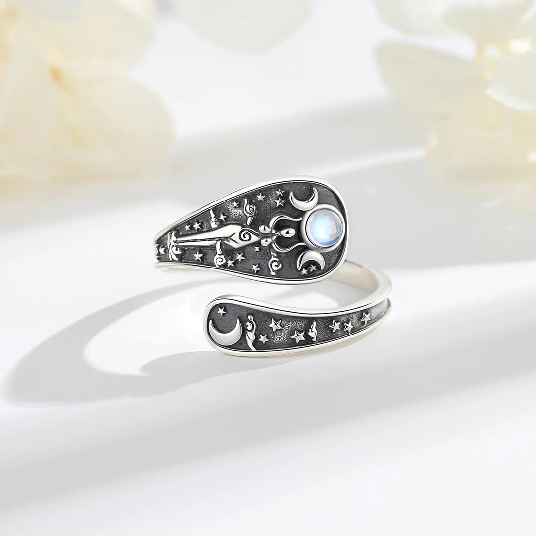 Silver Moon Goddess Ring