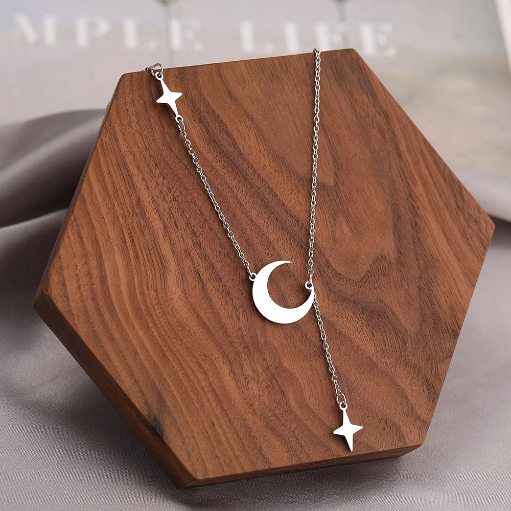 Silver Moon Star Necklaces