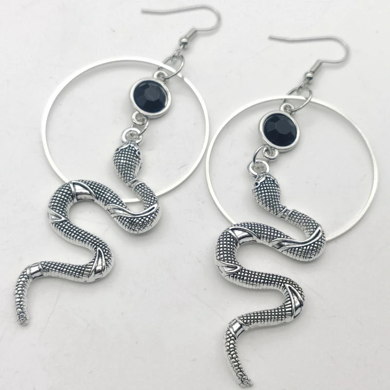Silver Snake Hoop Earrings