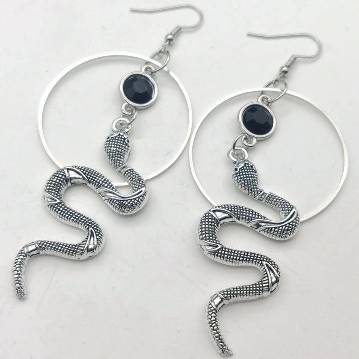 Silver Snake Hoop Earrings