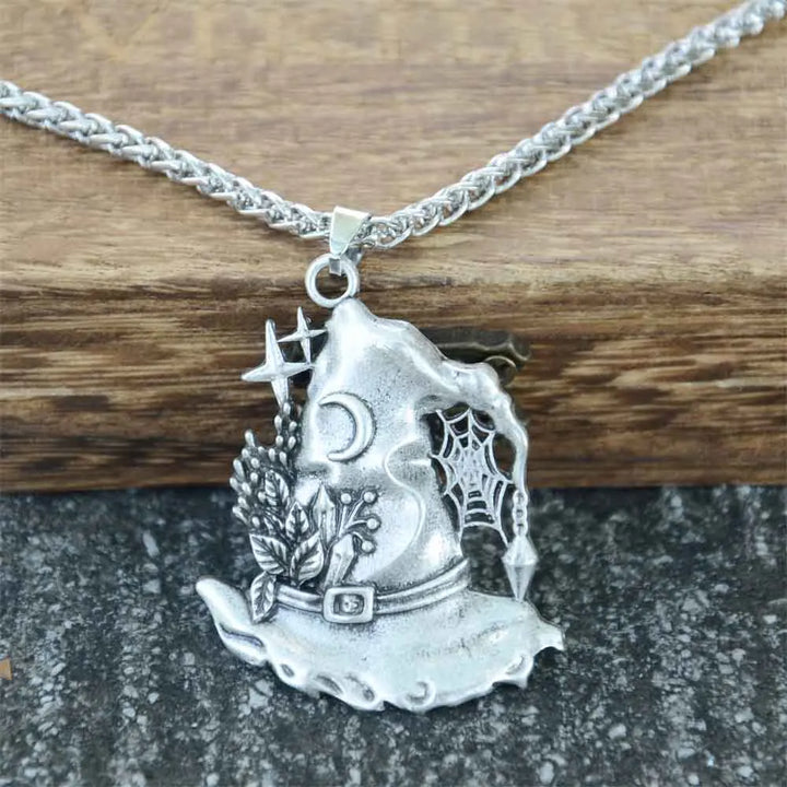 Silver Witch Hat Chain Necklace