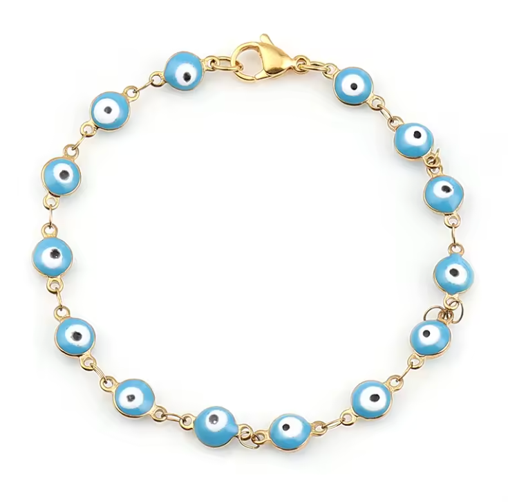 Blue Evil Eye Gold Bracelet