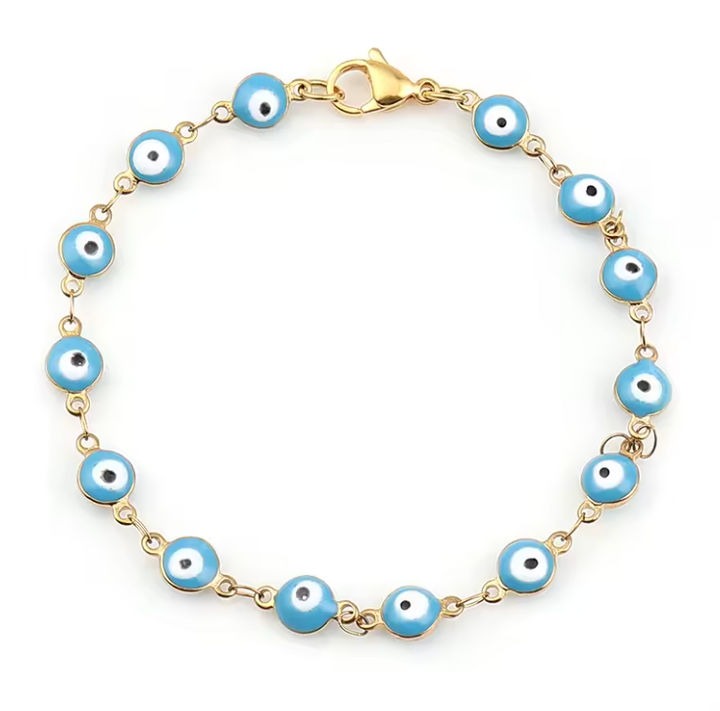 Blue Evil Eye Gold Bracelet