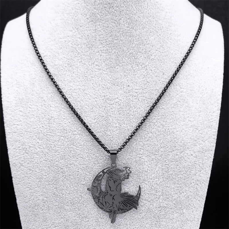 Smoking Witch Moon Black Necklace
