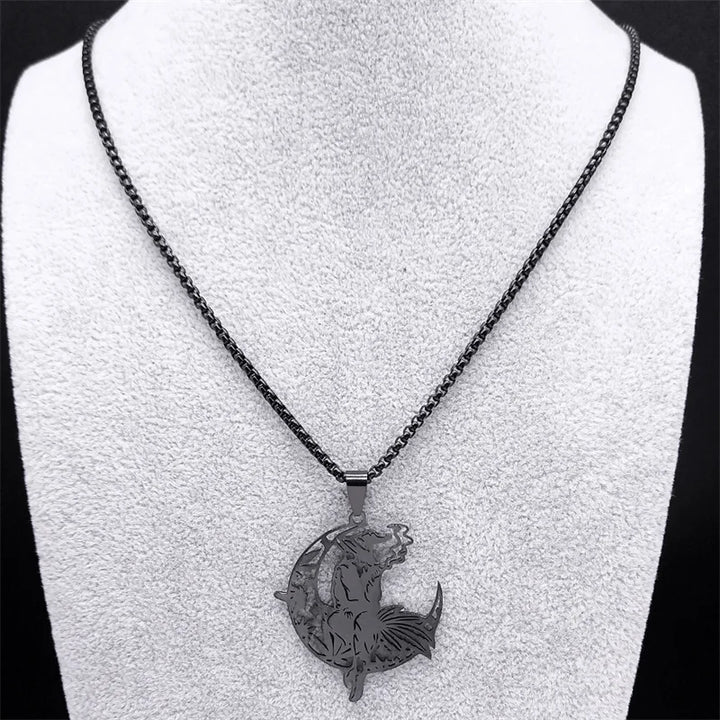 Smoking Witch Moon Black Necklace