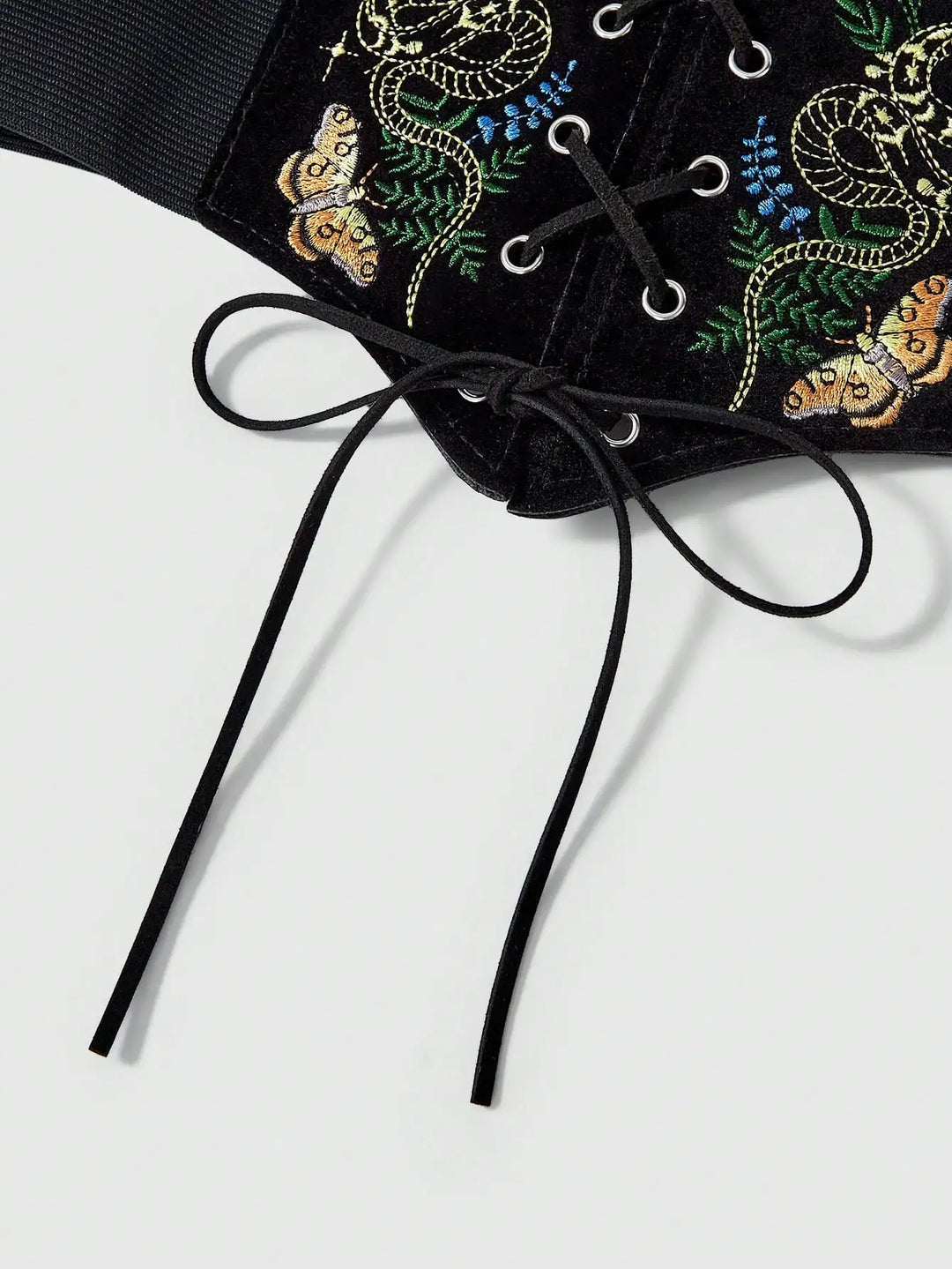 Snake Butterfly Velvet Embroidered Waist Belt