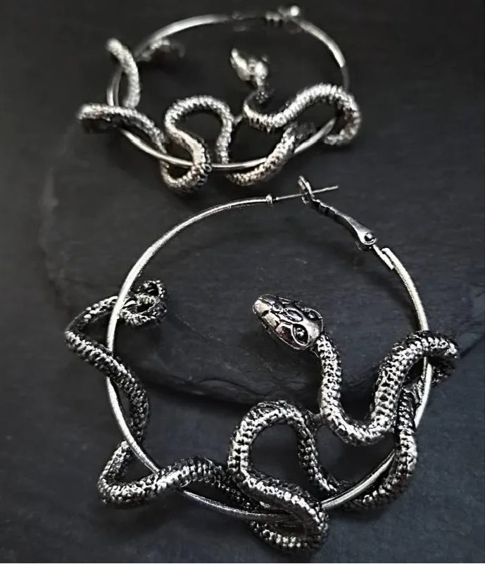 Snake Silver Hoop Earrings