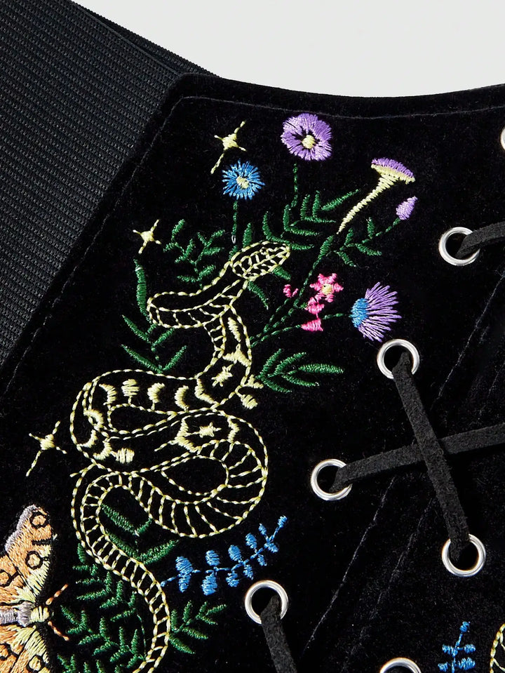 Snake Velvet Embroidered Waist Belt