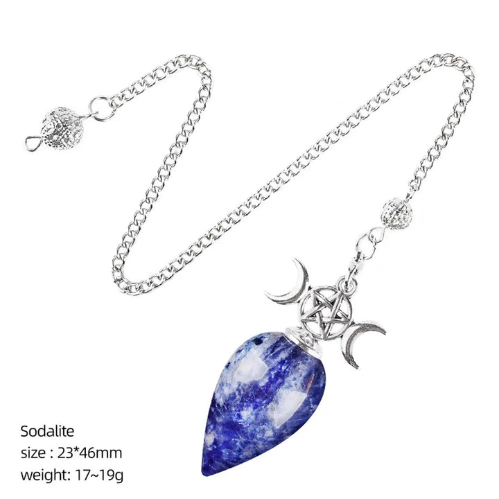 Sodalite Triple Moon Pentacle Pendulum
