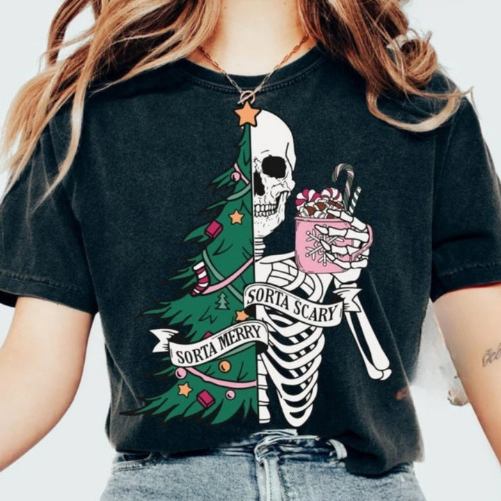 Sorta Merry Sorta Scary T Shirt - Grey