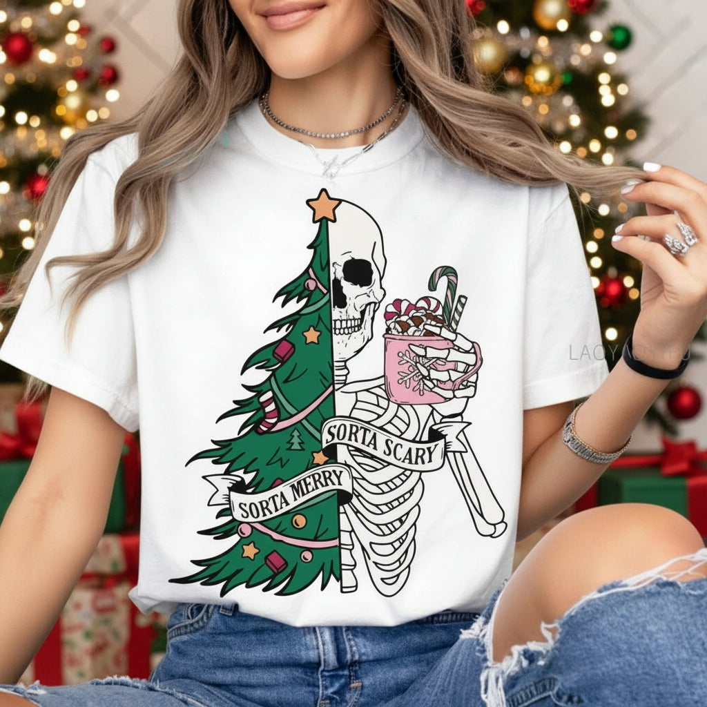 Sorta Merry Sorta Scary T Shirt - White