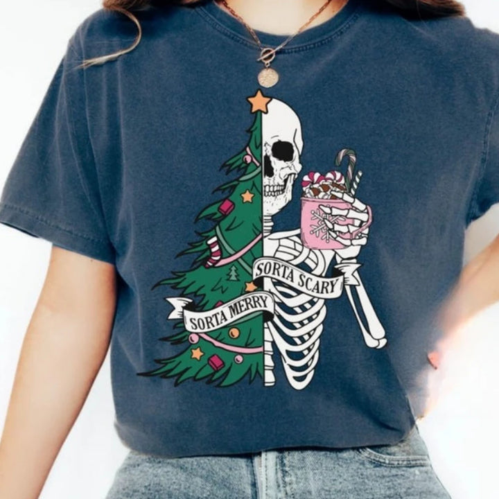 Sorta Scary Sorta Merry T Shirt Blue
