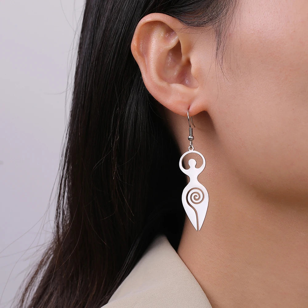 Spiral Goddess Silver Earrings