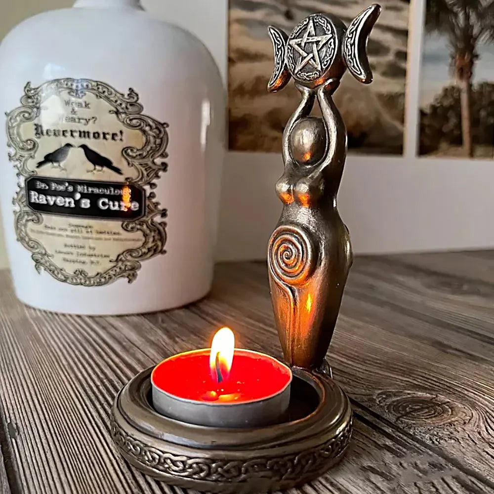 Spiral Pentacle Goddess Candle Holder