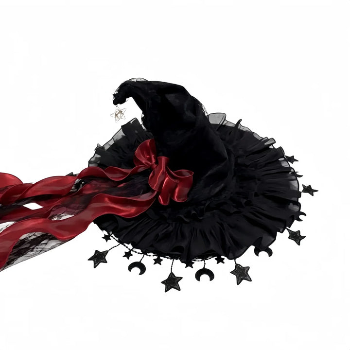 Star Moon Witch Hat Red Bow