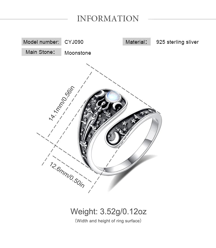 Sterling Silver Goddess Adjustable Ring