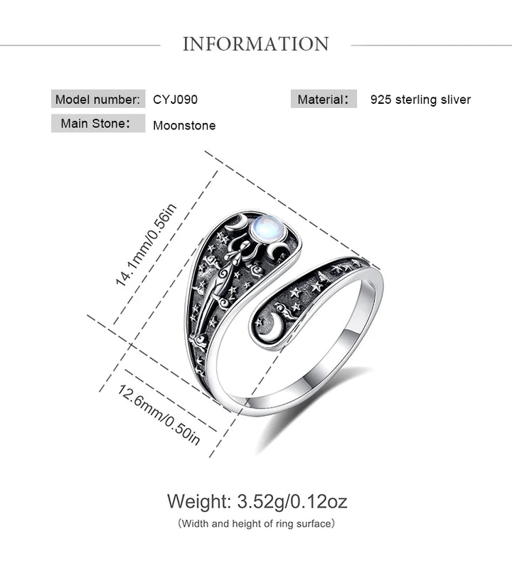 Sterling Silver Goddess Adjustable Ring