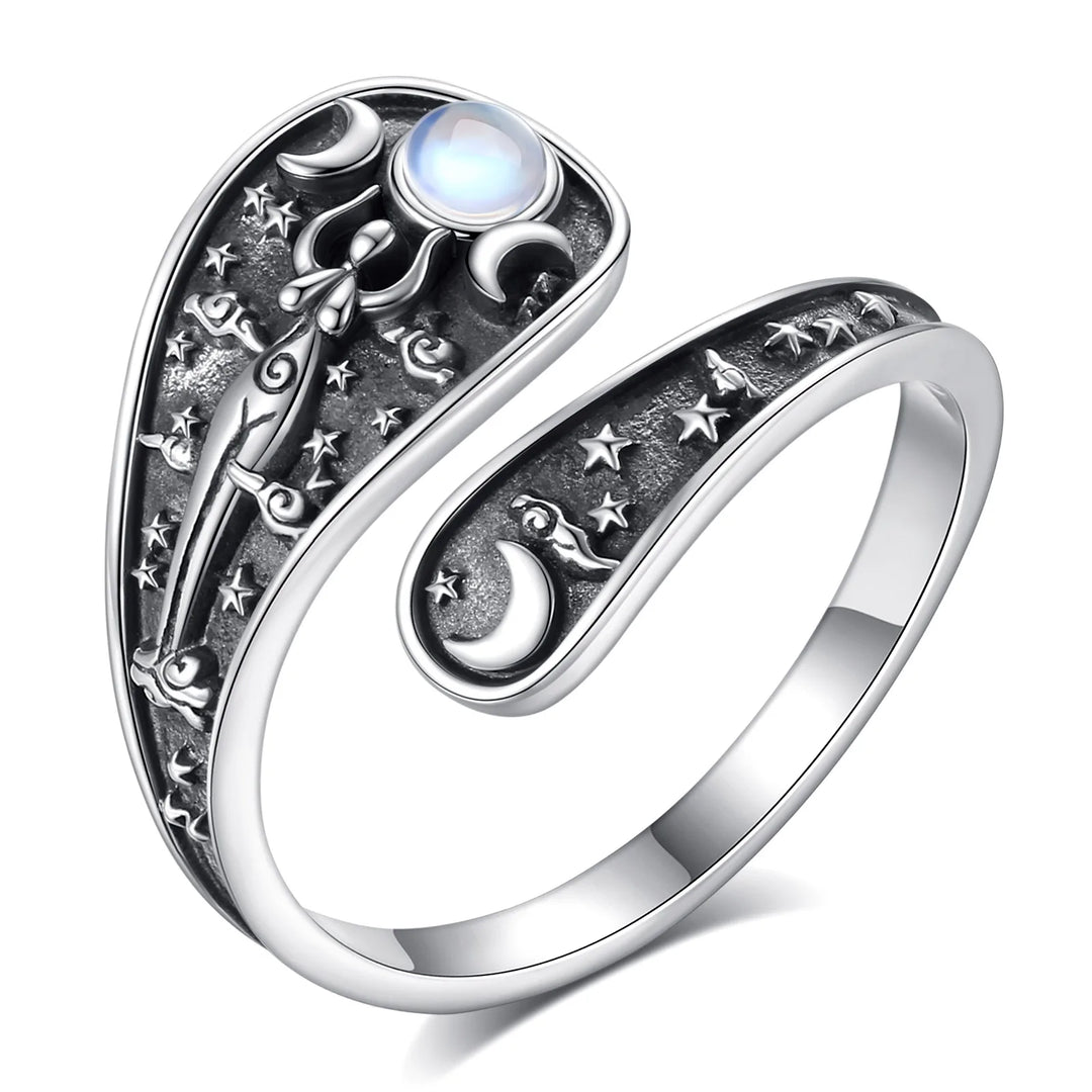 Sterling Silver Goddess Moon Ring