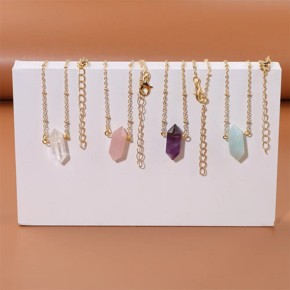 Stone Hexagon Gold Necklaces