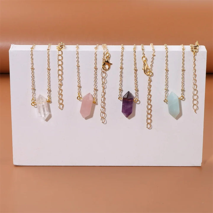 Stone Hexagon Gold Necklaces