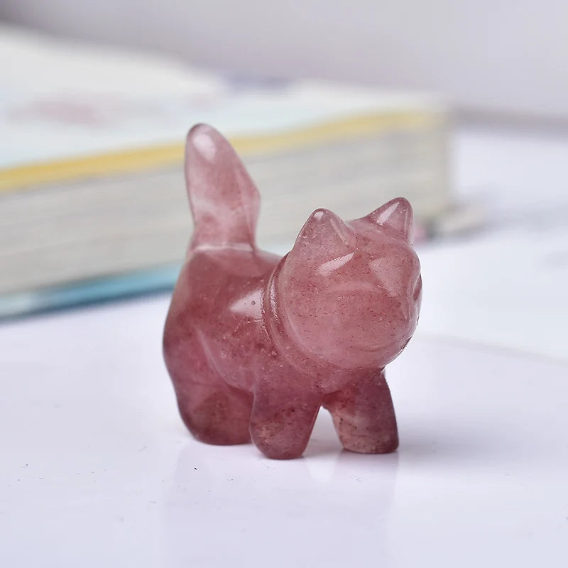 Strawberry Quartz Crystal Cat