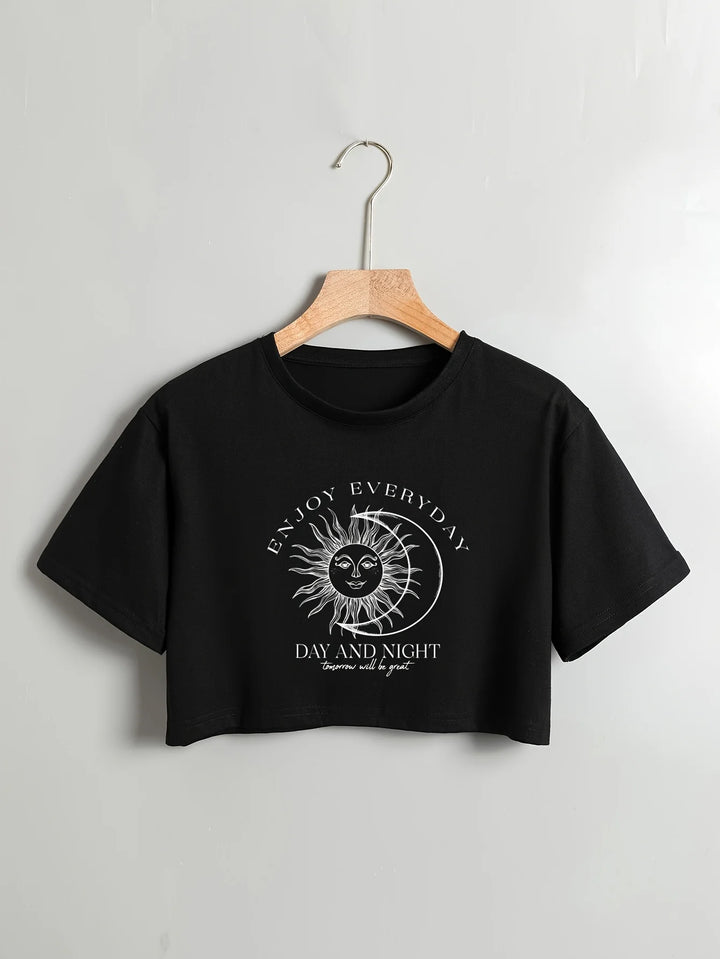 Sun Moon Black Crop Top