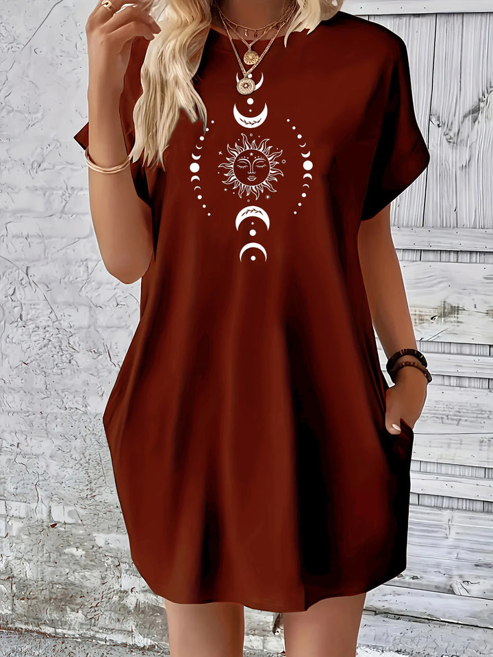 Sun & Moon Loose Fit Burgundy Dress