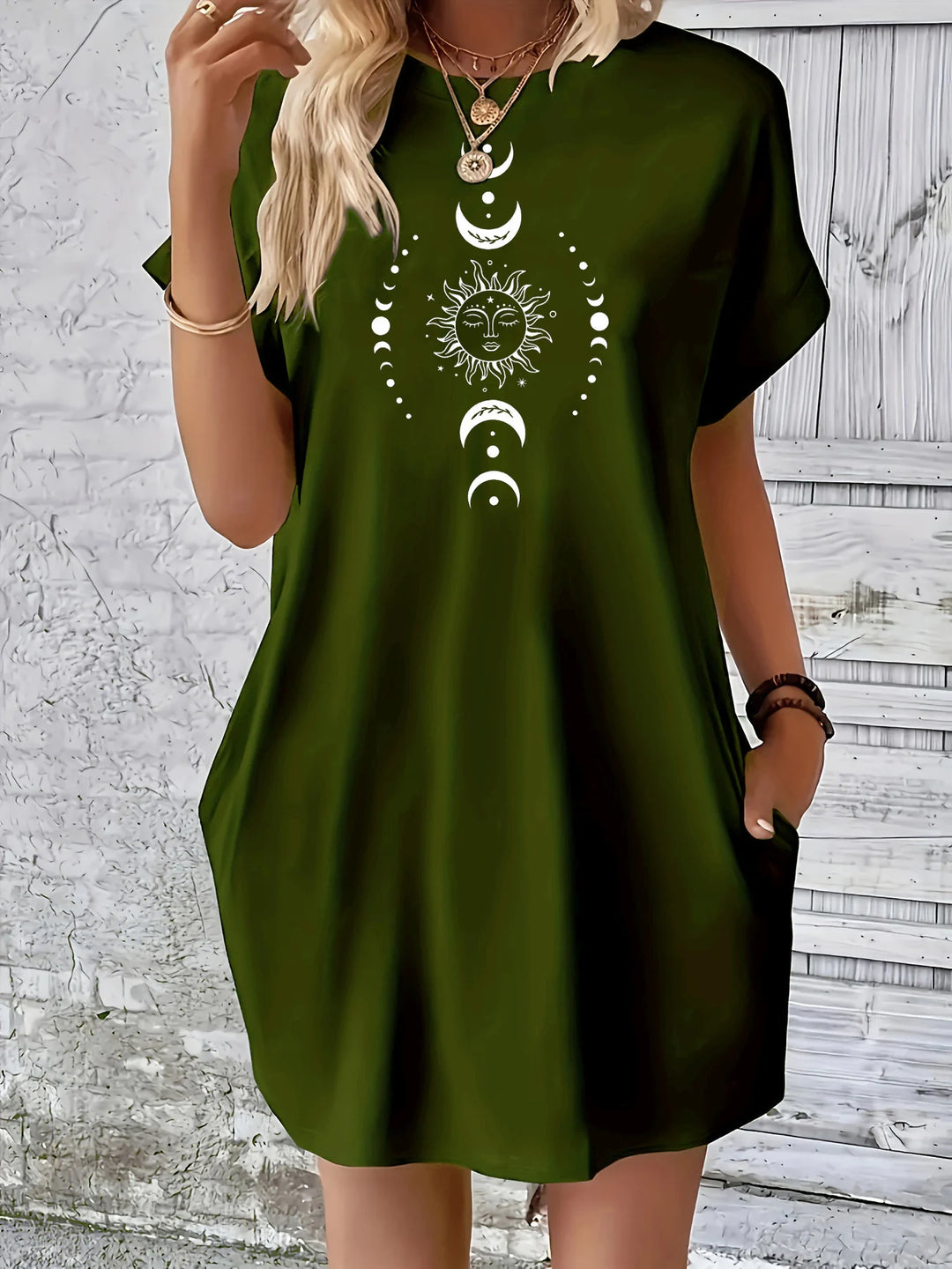 Sun & Moon Loose Fit Green Dress