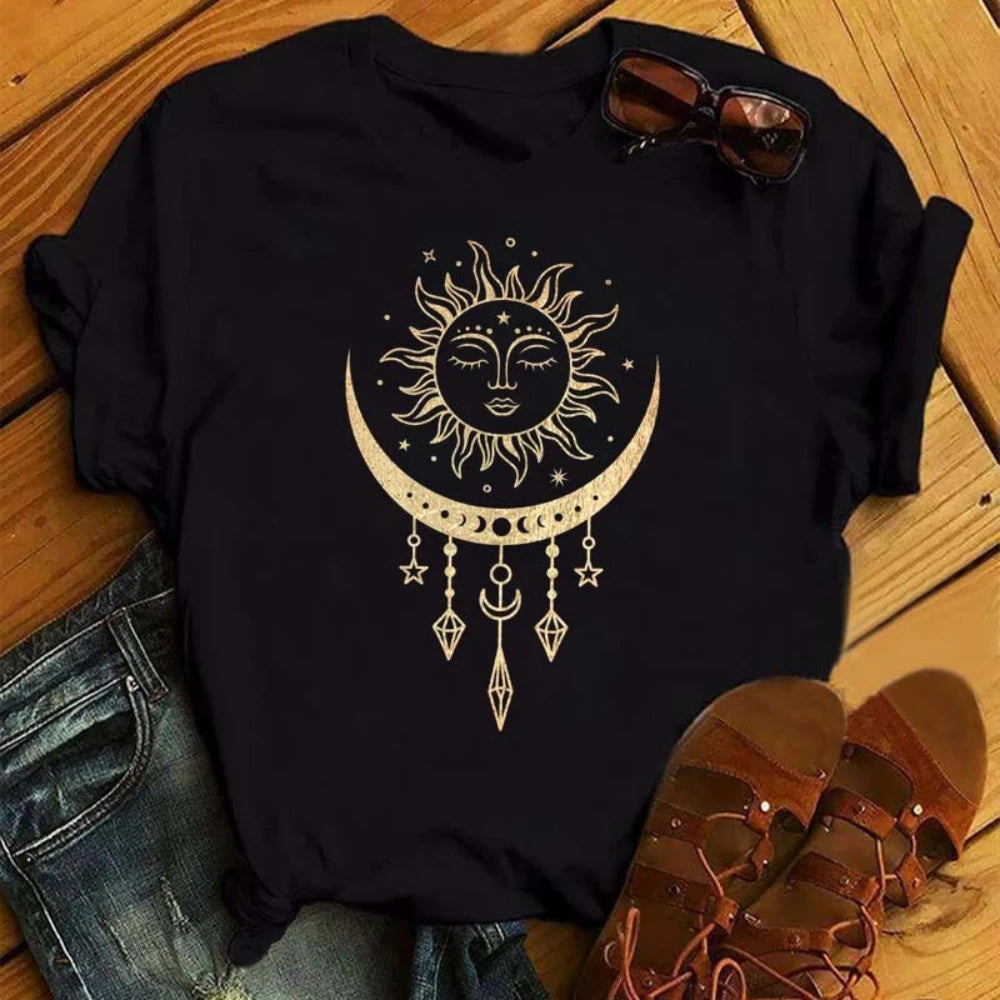 Sun Moon Phase Crystal T-Shirt