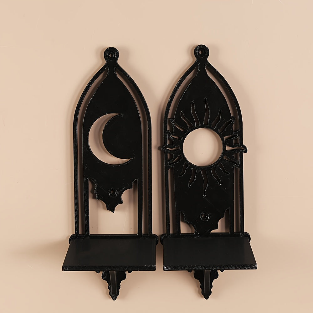 Sun Moon Wall Black Shelves