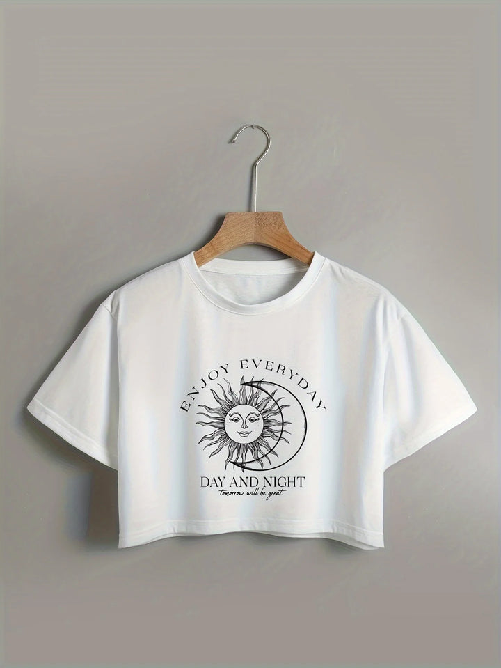 Sun Moon White Crop Top