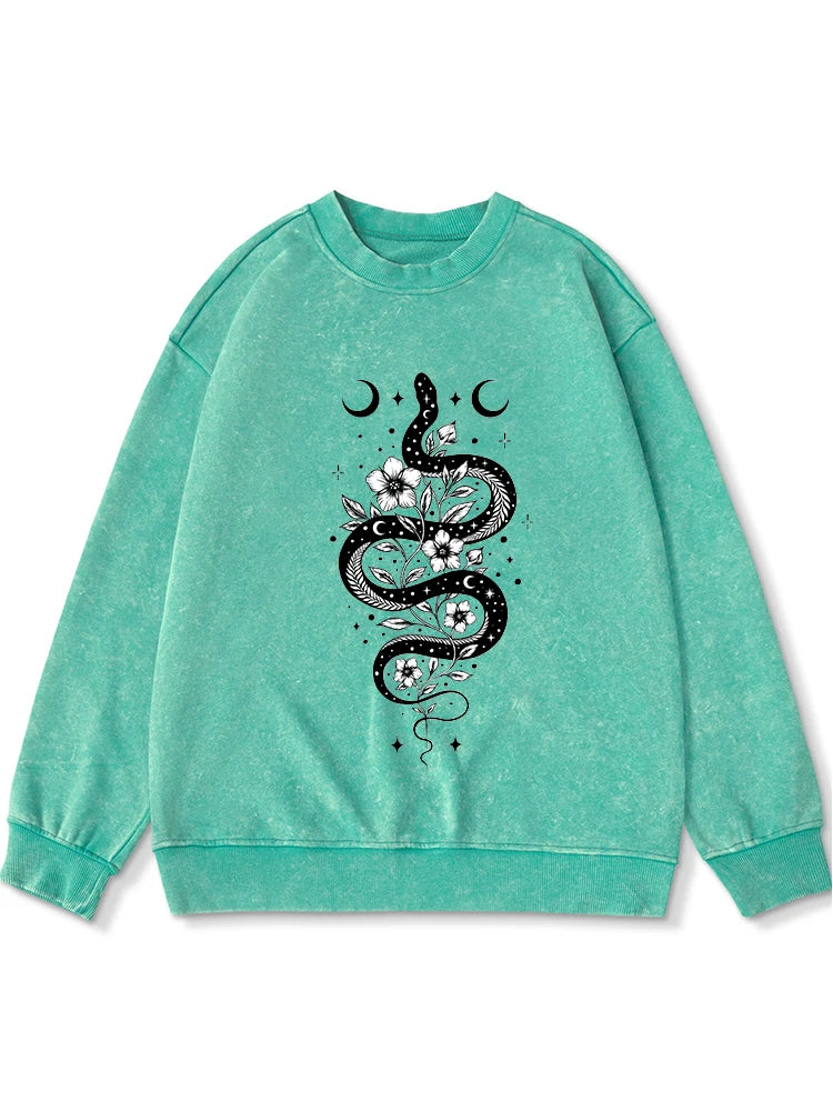 Teal Snake Moon Flower Sweatshirt