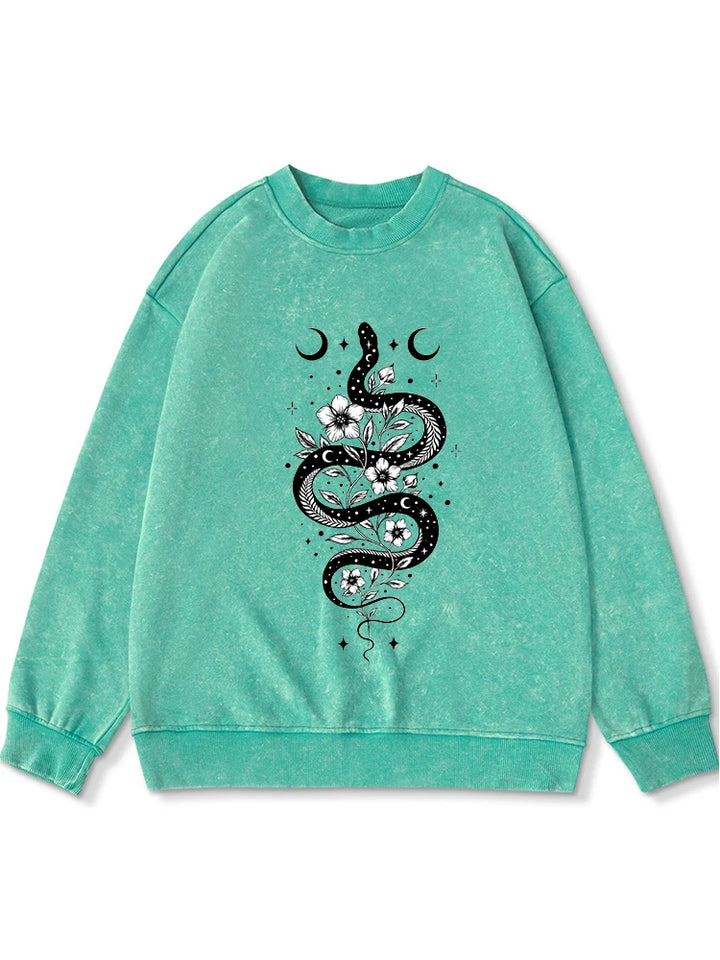 Teal Snake Moon Flower Sweatshirt