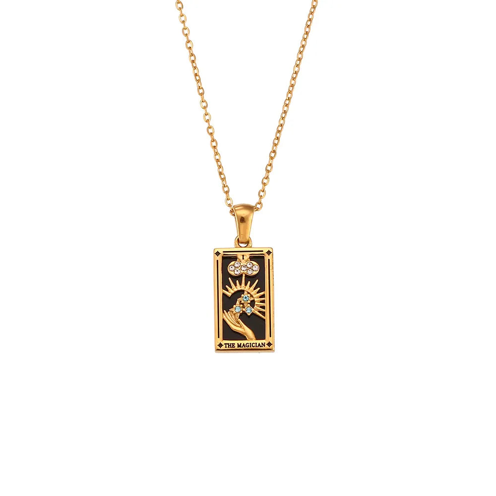 The Magician Tarot Card Gold Necklace
