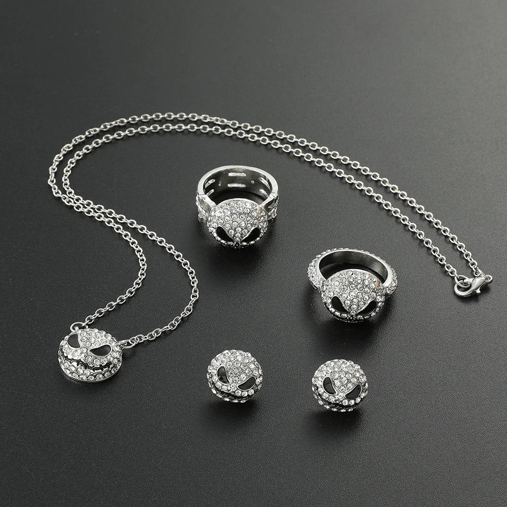 The Nightmare Before Christmas Jack Skellington Necklace, Ring, & Earrings