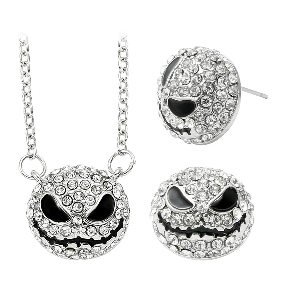 The Nightmare Before Christmas Jack Skellington Necklace and Earrings Set