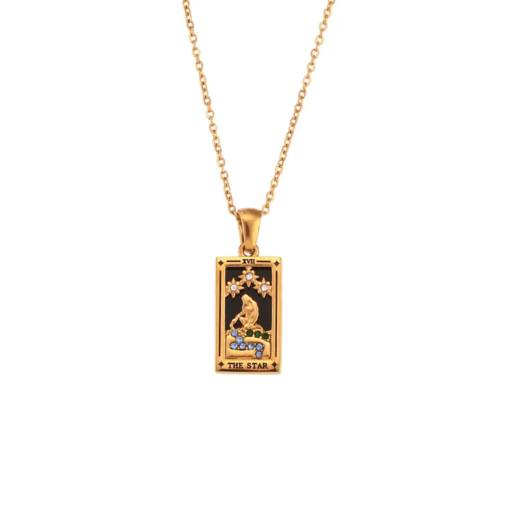 The Star Tarot Card Gold Necklace