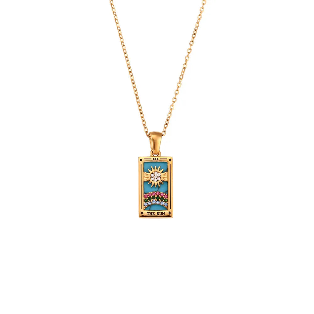 The Sun Tarot Card Gold Necklace