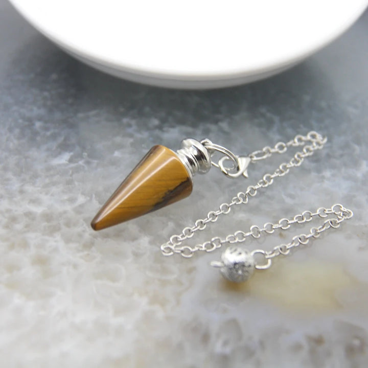 Tiger Eye Crystal Silver Pendulum