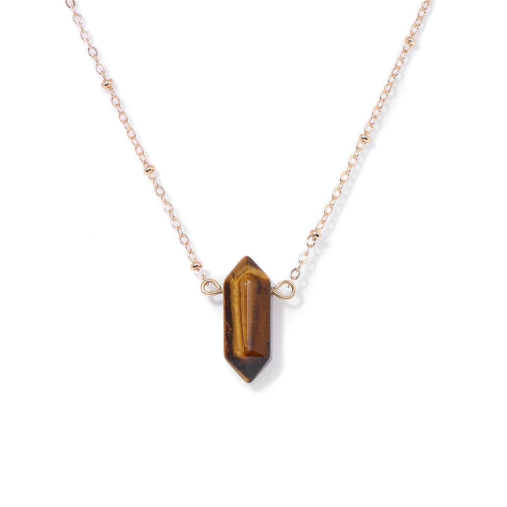 Tiger Eye Hexagon Gold Necklace