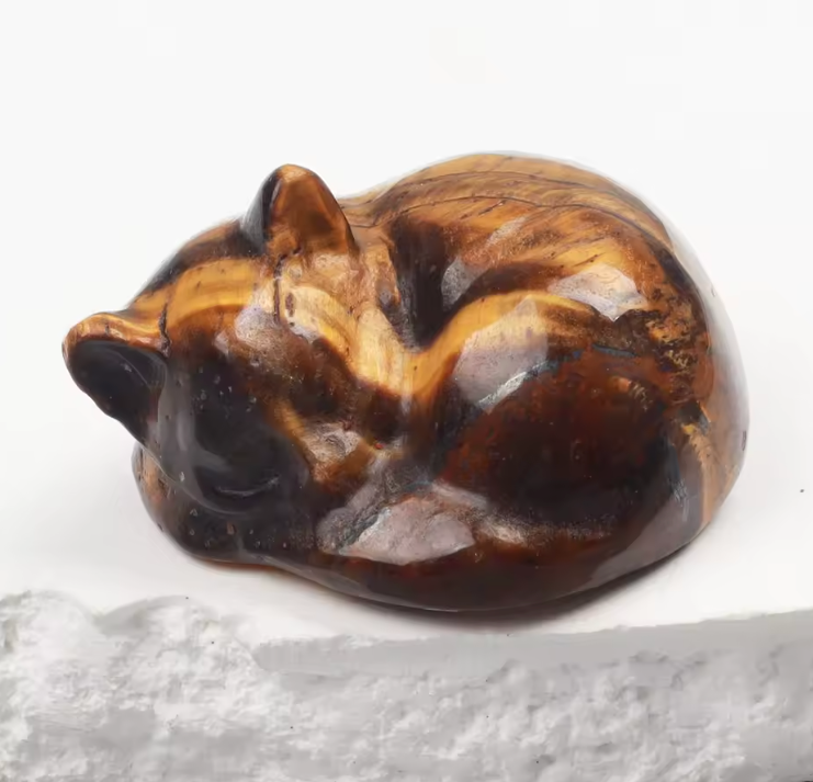 Tiger Eye Sleeping Cat Crystal