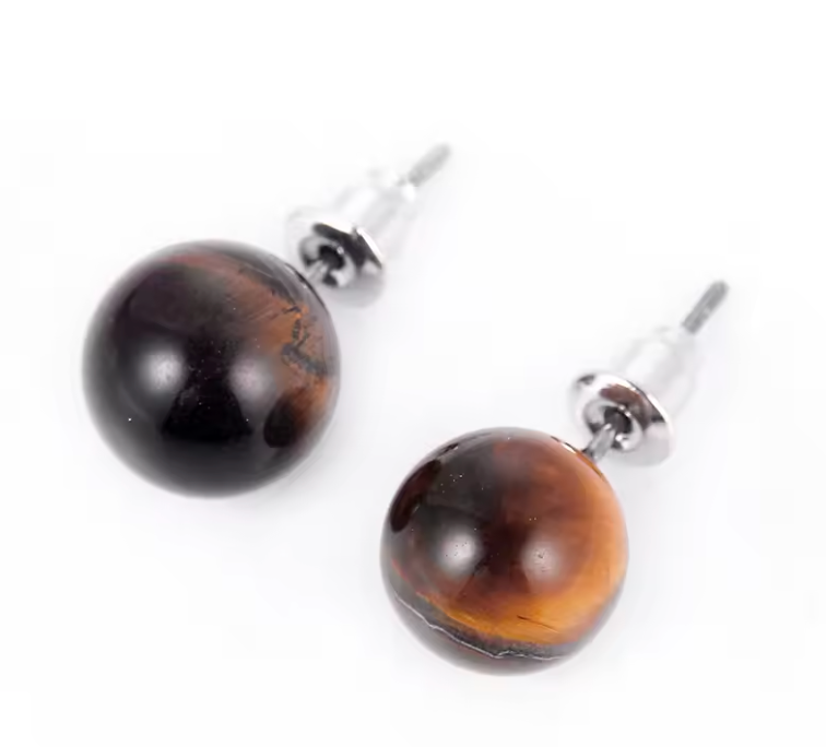 Tiger Eye Stud Earrings
