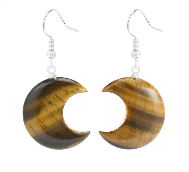 Tigers Eye Moon Earrings