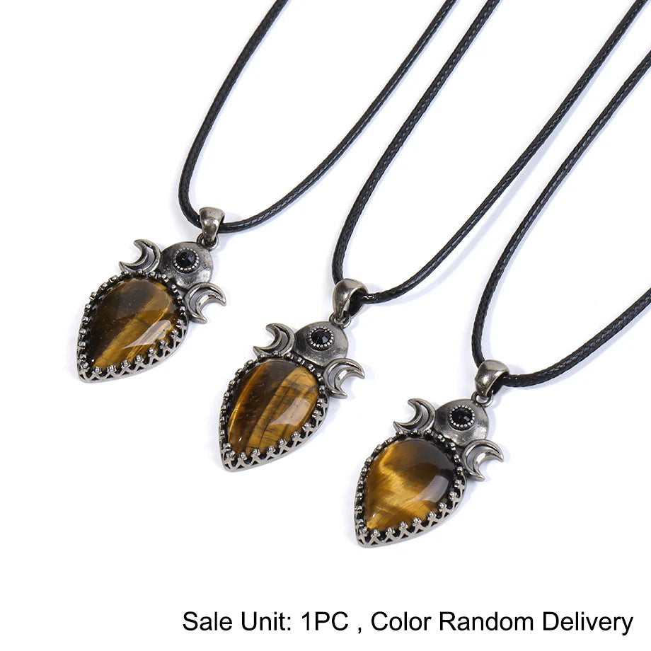 Tigers Eye Triple Moon Necklaces